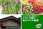 パンデパルク遊店にてごろごろ畑の彩りトマト＆アスパラの販売